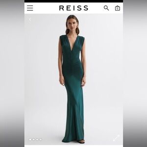 REISS Noa dress; emerald green; only worn once & dry cleaned :)